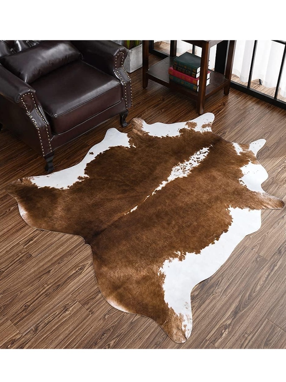 Brown and White Cowhide Area Rug